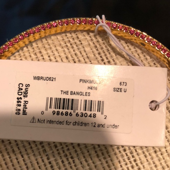 🎉HP🎉 Kate Spade Hot Pink/Gold Rhinestone Enamel Bangle Bracelet NWT - Picture 6 of 7